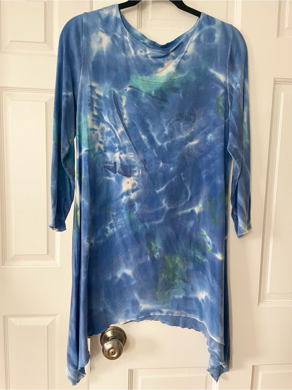 Blue Tie-Dye Long Sleeve Tunic Top